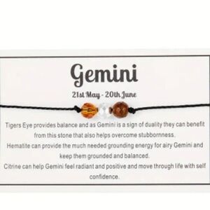 NWT! Gemini ️ Natural Faceted Stone Handmade Braided Beaded Bracelet NEW